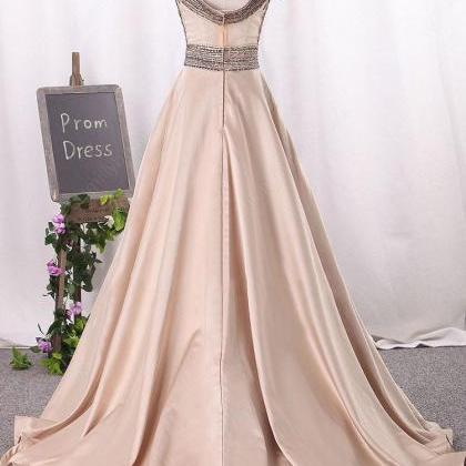 New Arrival Beaded Champagne Prom D..