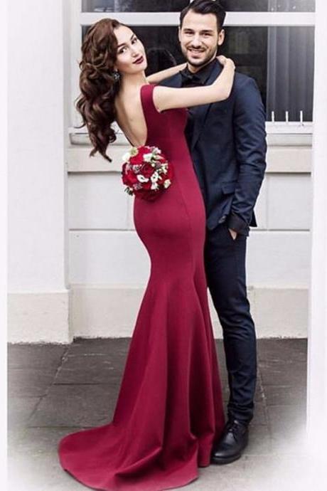 Off The Shoulder Mermaid Formal Evening Gown,2018 Elegant Prom Dress With Low Back